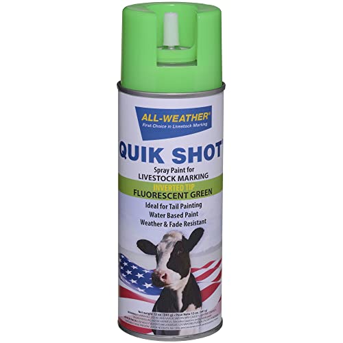 All-Weather 61116 Quik Shot Inverted Tip Spray Paint for Livestock Marking, Fluorescent Green - color: Flourescent Green, style: Inverted