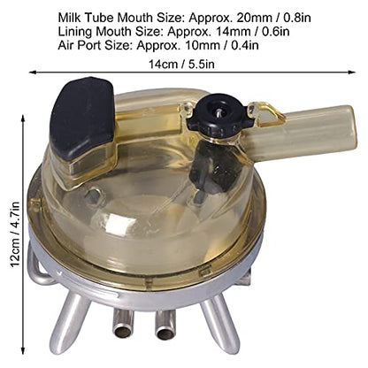 Complete Milking Claw Unit, 400ml Capacity, for Goat Sheep Cow, Stainless Steel Claw, PC Clear Top Cover, Faster and Efficient Milking, for Milking Machine and Milking Parlour