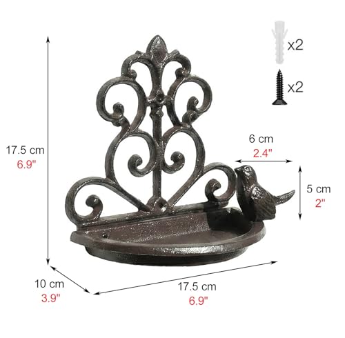 Large Capacity Country Style Bird Feeder, Vintage Feed Trough for Courtyard/Garden, Thickened Cast Iron Feeding Trough with Screws