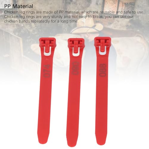 Chicken Leg Rings 1-100 Numbered | Reusable Poultry Identification Leg Bands for Ducks/Chicks/Pigeons/Goose | Sturdy PP Material Easy to Apply and Take Off (Red) - color: Red