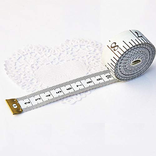 GDMINLO Soft Tape Measure Double Scale Body Sewing Flexible Tailor Craft Vinyl Ruler for Weight Loss Medical Body Measurement, Has Centimetre Scale on Reverse Side 60-inch（White）