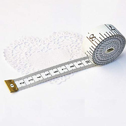 GDMINLO Soft Tape Measure Double Scale Body Sewing Flexible Tailor Craft Vinyl Ruler for Weight Loss Medical Body Measurement, Has Centimetre Scale on Reverse Side 60-inch（White）