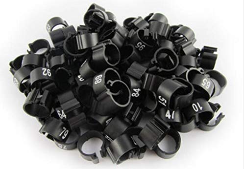 100pcs/lot Color Numbered Birds Duck Chicken Leg Bands 12mm Chicken Rings - color: black