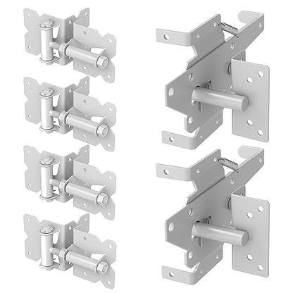 ZEKOO Stainless Steel Gate Hardware Kit, Self Closing Gate Hinges and Latch, Rust Proof, Use for Vinyl Fence Gate and Wood Fences Gate, Heavy Duty 2 Gate Latches 4 Gate Hinges (White) - color: White Two Set
