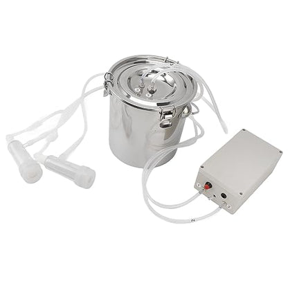Fdit Goat Milking Machine Electric Milker for Goats Portable Automatic Milking Pump with Stainless Steel Food Grade Silicone Hose Easy to Clean Carry and Store Milk (9L) - size: 9L