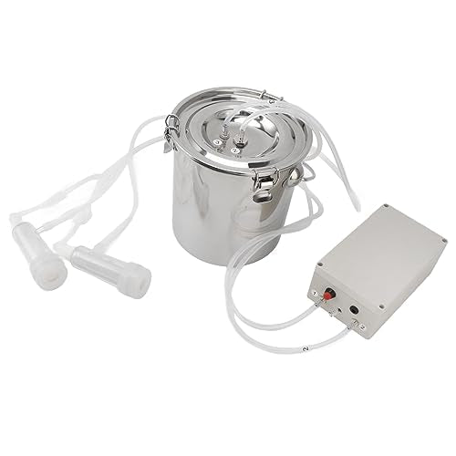 Goat Milking Machine Electric Suction Pulsation Vacuum Portable Milker Pump Stainless Steel with Food Grade Silicone Hose for Farm and Home Use (5L) - size: 5L