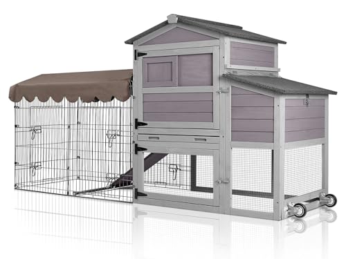 Portable Chicken Coop with Nesting Boxes and Waterproof Cover - Mobile Hen House with Wheels, Metal Chicken Run, and Poultry Cage - Ideal Chicken Tractor for Secure and Comfortable Housing