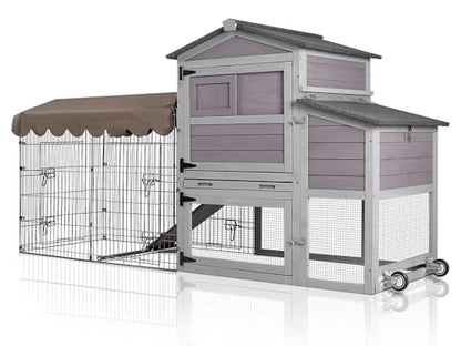 Portable Chicken Coop with Nesting Boxes and Waterproof Cover - Mobile Hen House with Wheels, Metal Chicken Run, and Poultry Cage - Ideal Chicken Tractor for Secure and Comfortable Housing