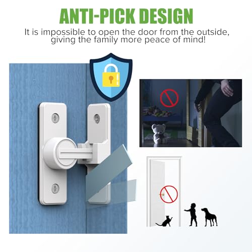 Barn Door Lock Hardware, Heavy Duty 90 Degree Flip Latch Privacy Lock, Zinc Alloy Sliding Barn Door Latch for Bathroom, Bedroom, Closet, Garage, Shed and Gate (White-1PC) - color: White-1PC