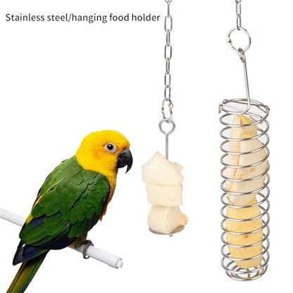 Hanging Feeders for Chickens Stainless Steel Construction Adjustable Chain Vegetable Skewer and Toy Function to Relieve Stress Feeding Tool - size: S