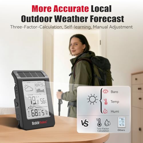 BaldrTherm Outdoor Indoor Thermometer Wireless Weather Station, Dual-Zone Childroom Temp Humidity Monitor, Auto Smart Backlight,Temp/Humidity/Barometric Trend Visualization, Black&White - color: Black&White