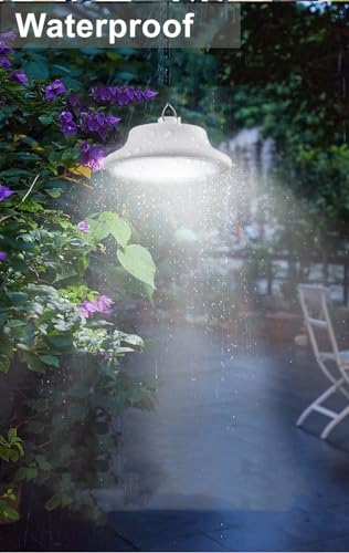 HULPPRE 3000lm Solar Shed Light Indoor Outdoor with Pull String, Daytime or Night,Dusk to Dawn,Bright with 169 LEDs,IP65 Waterproof,3 Modes (White Pendant Light)