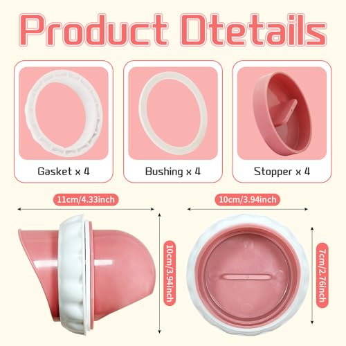 DIY Chicken Feeders 4 Ports Pink No Waste | Automatic Rain Proof, Poultry Feeder Kit, Includes 1 Hole Saw, for Buckets Barrels Bins Troughs - color: Pink