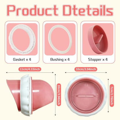 DIY Chicken Feeders 4 Ports Pink No Waste | Automatic Rain Proof, Poultry Feeder Kit, Includes 1 Hole Saw, for Buckets Barrels Bins Troughs - color: Pink