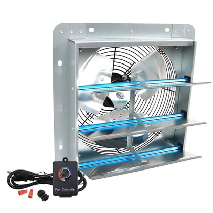 12 Inch Shutter Exhaust Fan, Exhaust Fan Wall Mounted with Speed Controller, Suitable for Factories, Basements, Warehouses, Chicken Coops, Car Parks - size: 12 Inch(with Controller)