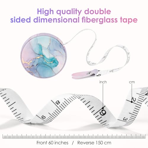 Sewing Tape Measure，Colour Printed Small Retractable Soft Measuring Tape for Tailor Cloth Fabric Body Measurements. - color: Green Marble