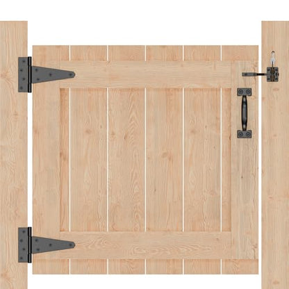 Fence Gate Hardware Kit, Heavy Duty Gate Kit for Wooden Fence with Self Locking Gate Latch, 6in T-Strap Gate Hinges, Door Pull Handle, Gate Hinges and Latch Set for Wooden Vinyl Fence