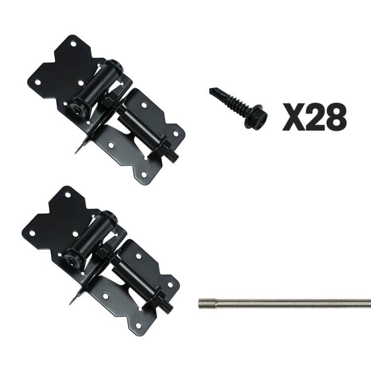 skysen Stainless Steel Self Closing Vinyl Fence Single Gate Hinge and Latch Hardware Kit -2 Hinges and 1 Latch (Single Gate Kit)