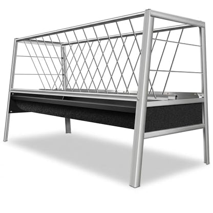Sheep Trough, 55Gal Hay 22Gal Grain Dual Compartment Livestock Hay Feeder, Stainless Steel Goat Hay Feeder Large Capacity Pasture Grain & Hay Feeder for Goat Sheep Cattle.