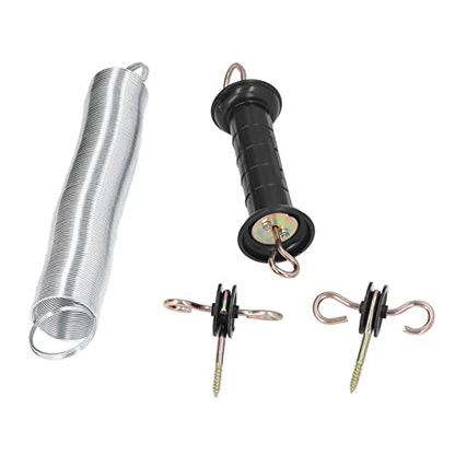 Pssopp Electric Fence Gate Kit, PP Iron Spring Door Accessory with Insulated Handle, 5 Meters for Livestock