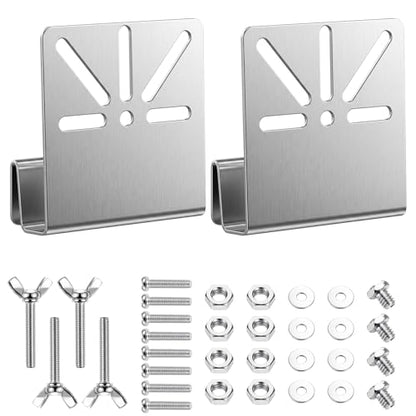 2 Pcs Heavy Duty Stainless Steel Gutter Mount for Security Camera, No-Drill Tool-Free Installation, Anti-Rust Outdoor Camera Bracket for 1/4'' Thread Hole (Silver)