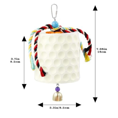Oooct Large Chicken Chewing Toy, Chick Beak Grinding Calcium Stone with Bells, Chicken Coop Accessories, Cage Toys for Cockatiel Parakeet Parrot Budgies Rat Hamster Rabbit Bunny Green - color: White