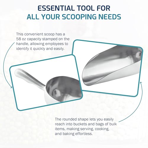 OCS Parts Aluminum 13.5-Inch Food and Ice Scoop | 58-Ounce | Professional Grade Scooper for Ice, Flour, Candy, Sugar, Rice, Popcorn, Coffee, and Beans for Home or Commercial Kitchens - size: 58-Ounce