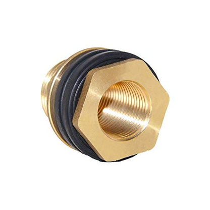 Joywayus 1" Female 1-1/4" Male Soild Brass Water Tank Connector Bulkhead Tank Fitting With 2 Rubber Ring Stablizing - size: 1" Female - 1-1/4" Male