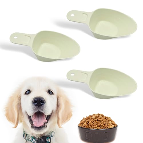 3PCS Dog Food Scoop 1 Cup, Plastic Pet Food Scoop with Measuring Lines 1/2 Cup 1/4 Cup for Dogs Cats Birds and Rabbits - color: Yellow Yellow Yellow