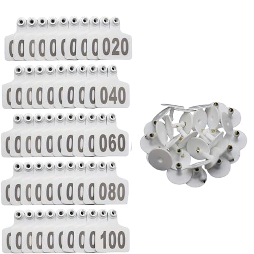 100 Pieces Writeable Animal Ear Markers with Oversized Design Great for Ranch Management of Caprine and Swine Permanent Ear Identifiers - color: White