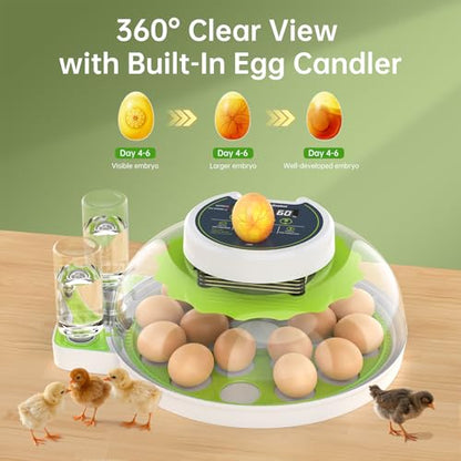 Egg Incubator with Automatic Egg Turning and Humidity Control, 18 Eggs Incubators for Hatching Eggs Chicken Quail Ducks Goose Parrot for Home Lab Farm Classroom - size: 18 Egg