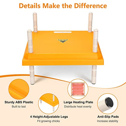 Brooder Heater for Chicks, 12" x 12" Thermostatically Controlled Brooder Heating Plate, Chick Brooder Heater with Adjustable Height and Angle
