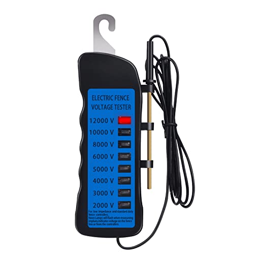 Electric Fence Voltage Tester, Electric Fence Voltage Tester Maximum 12 kV, Fault Finder Farming Equipment Portable Testing Tool, 8 Neon Indicator Lights/Fence Tester for Farms