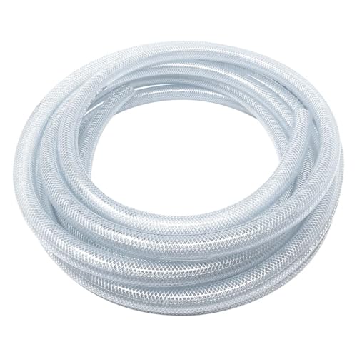 Gloxco Clear Braided PVC Tubing, Food Grade, Heavy Duty Reinforced Hose, 3/4" ID, 25 Ft Length - size: 3/4" x 25 Ft
