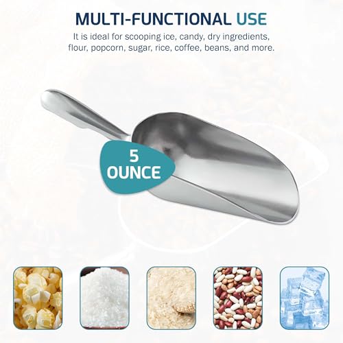 OCS Parts Aluminum 7.5-Inch Food and Ice Scoop | 5-Ounce | Professional Grade Scooper for Ice, Flour, Candy, Sugar, Rice, Popcorn, Coffee, and Beans for Home or Commercial Kitchens - size: 5-Ounce