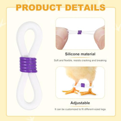 M METERXITY 50-Pack Adjustable Chick Leg Bands, 0.79" x 0.2" Silicone Chicken Leg Brace for Chicks/Ducks/Birds [Purple] Poultry Leg Bands - color: Purple