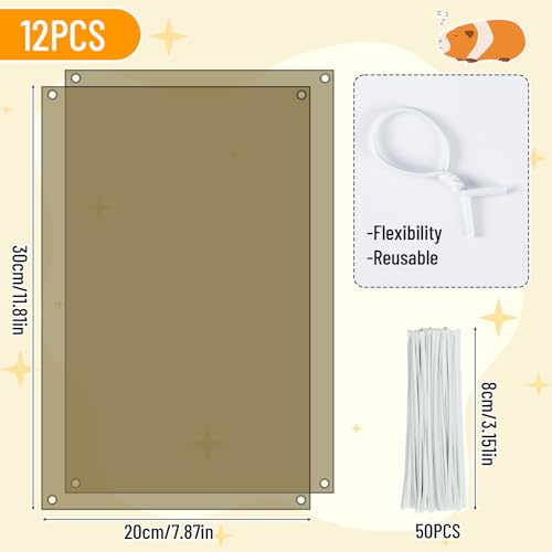 12 Pack Pet Cage Liner Protection Rabbit Cage Urine Guard Clear Cage Edge Liner Guinea Pig Side Lining Habitat Siding Small Animal Cage Accessories - Keep Litter in The Cage, 11.8 inches x 8 inches - color: Brown, size: 30X15 CM