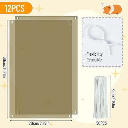 12 Pack Pet Cage Liner Protection Rabbit Cage Urine Guard Clear Cage Edge Liner Guinea Pig Side Lining Habitat Siding Small Animal Cage Accessories - Keep Litter in The Cage, 11.8 inches x 8 inches - color: Brown, size: 30X15 CM