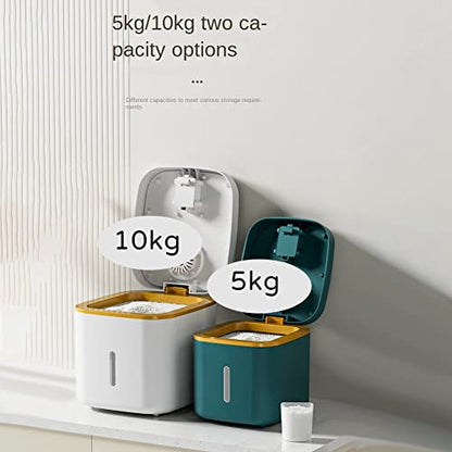 10KG Kitchen Container Bucket Insect-Proof Moisture-Proof Rice Box Grain Sealed Jar Home Storage Pet Dog Food Dark Green