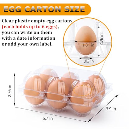 180 Pack Egg Cartons 6 Count, Clear Plastic Egg Cartons Cheap Bulk for Chicken Eggs, Reusable Egg Holder Container for Family, Chicken Farm and Markets, Medium - size: 180P2×3