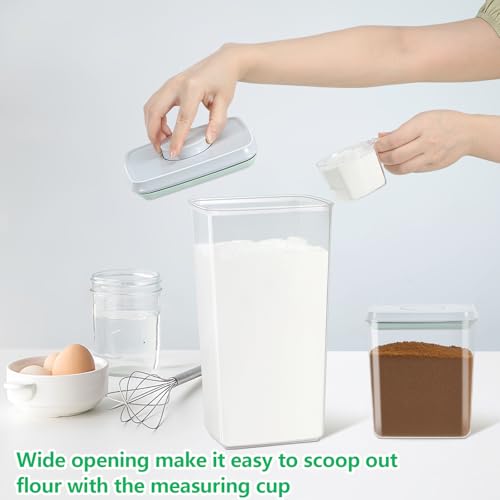 3 Pack Flour and Sugar Storage Containers with Pop-up Lid, 1.26Qt + 2.11Qt + 3.48Qt Food Storage Container for Rice, Spaghetti, Pasta, Nuts, Snack, Candy, Dog Treat, Kitchen Pantry Organization