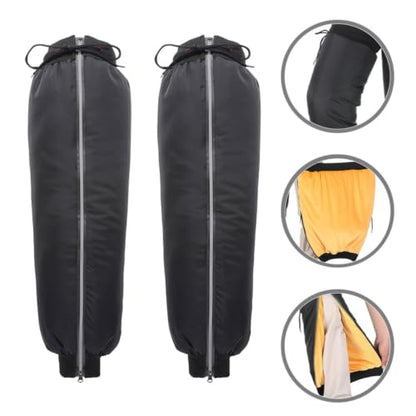 KALLORY 1 Pair Waterproof Thick and Insulated Leg Gaiters for Hiking and Long Riding, Black Pu and Lint Material Calf Covers for Outdoor Protection and Warmth