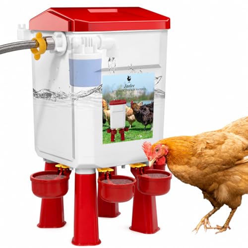3 Gallons Automatic Chicken Waterer, Float-Controlled Chicken Water Feeder, Large Watering System with 60 Inch Water Hose (One End 3/4''), Poultry Waterer for Duck Quail Turkey Chick