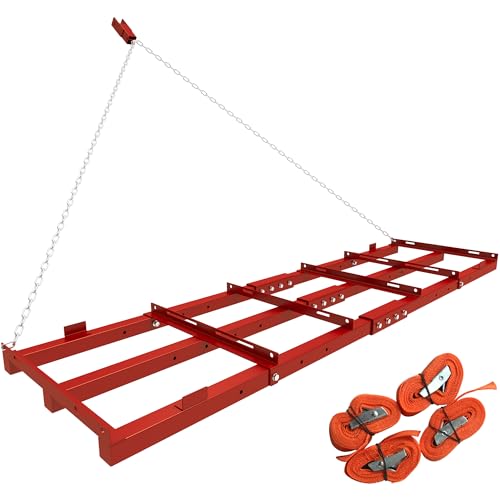 6ft Heavy Duty Drag Harrow for ATV, UTV, Tractor - Adjustable Tow Behind Leveling Rake with Weight Tray for Driveway Grader, Lawn, Field, Pasture, Food Plot Maintenance, Red(72 inch) - size: 6 ft