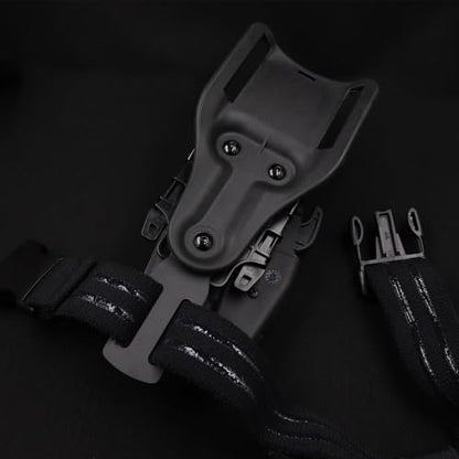 Tactical Leg Strap Drop Swivel Attachment for Holsters, Thigh Strap Belt for Leg Holster, with Quick-Release Buckle. - color: Leg Strap & Adapter-Black