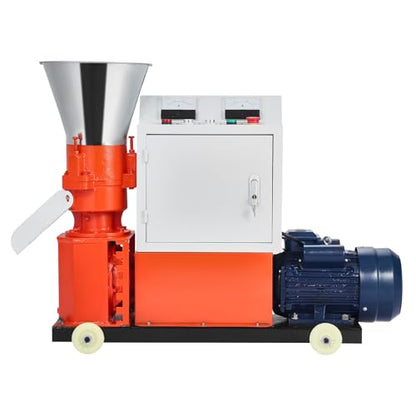 VEVOR Feed Pellet Mill Machine, 6 mm Animal Feed Pellet Making Machine, 3KW 240V Animal Food Granulator Mill Machines with 3 Pressure Rollers & 4 Wheels, Ideal for Poultry, Livestock, Farm Animals - size: 6mm (0.24") grinding disc