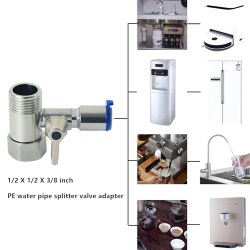 Stainless Steel 1/2"x1/2"x3/8" Tee Stop Valve | For RO reverse osmosis filters, coffee brewers, ice makers & fridge water splitters. Stainless steel tee stop valve. - style: 1/2*1/2*3/8Three-Way Ball Valve
