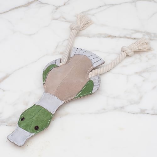 Fuzzl Eco Leather Dudley Duck Toy Natural and Tough Dog Toys - Long Lasting Chew Toys for Aggressive Chewers - Strong Dog Toy for Dogs and Puppy - style: Duck