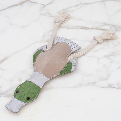 Fuzzl Eco Leather Dudley Duck Toy Natural and Tough Dog Toys - Long Lasting Chew Toys for Aggressive Chewers - Strong Dog Toy for Dogs and Puppy - style: Duck