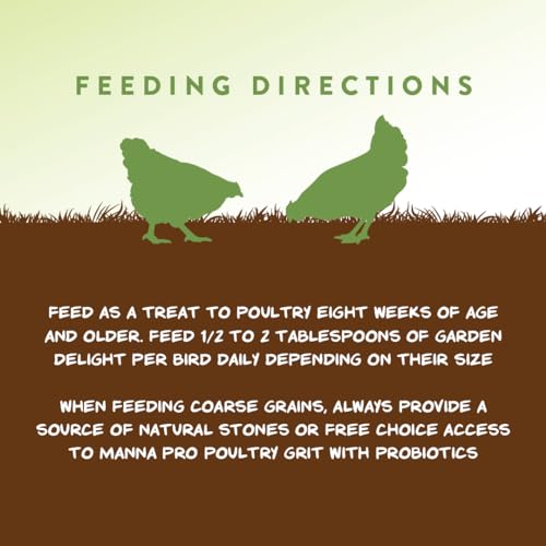 Manna Pro Garden Delight Chicken Treat, Dried Vegetable & Herb Treat Mix for Chickens, Ducks, and Poultry, Natural Coop Enrichment Snack for Hens and Backyard Birds, Made in USA, 2.25 lb Bag - size: 2.25 Pound (Pack of 1)